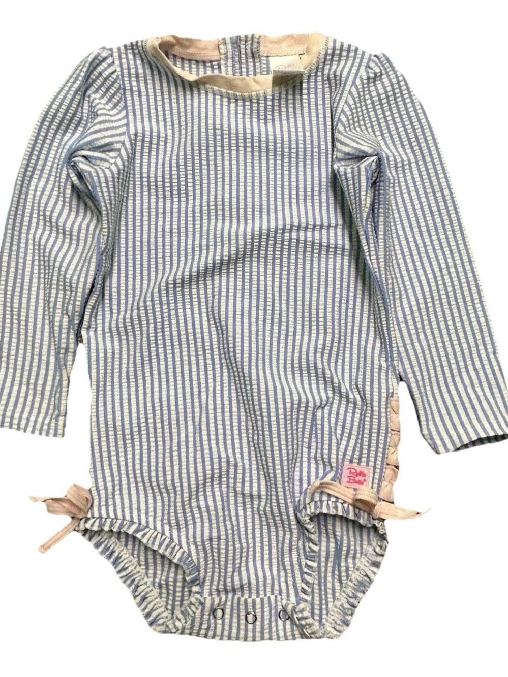 Toddler Girl Ruffle Butts Striped One Piece Long Sleeve Bathing Suit Size 3T